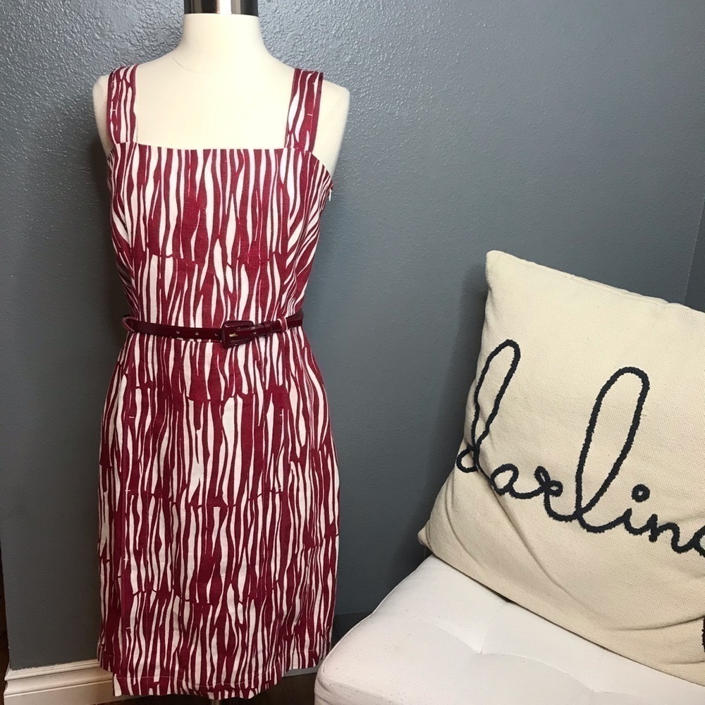 MaxMara red linen dress belted size 8